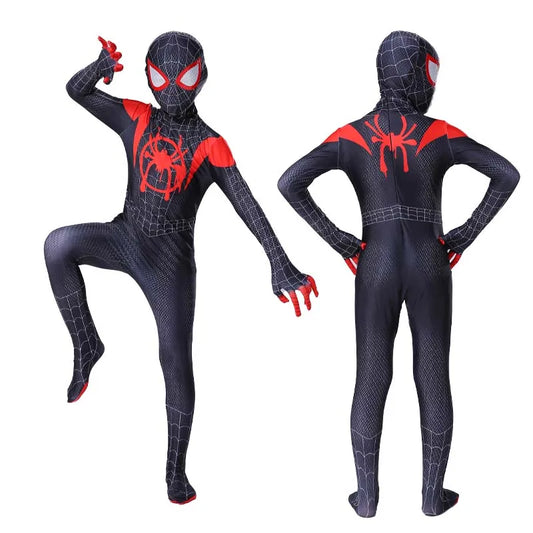 Anime Spiderman Kids Cosplay Costumes Miles Morales Spider Man Jumpsuit for Men Women Superhero Halloween Tight Fitting Clothing