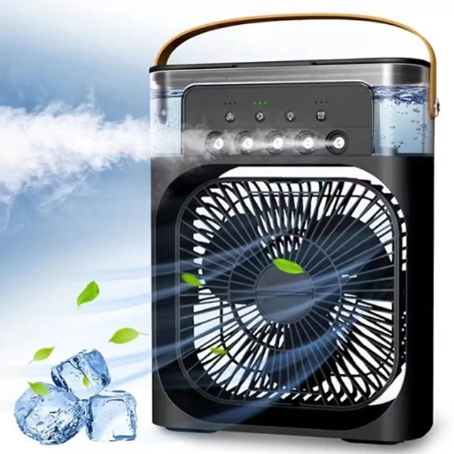 3-in-1 Portable Desktop Fan — Air Cooler, Humidifier & Night Light