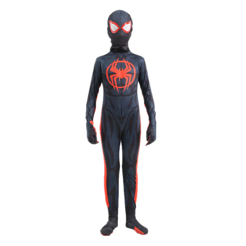 Anime Spiderman Kids Cosplay Costumes Miles Morales Spider Man Jumpsuit for Men Women Superhero Halloween Tight Fitting Clothing
