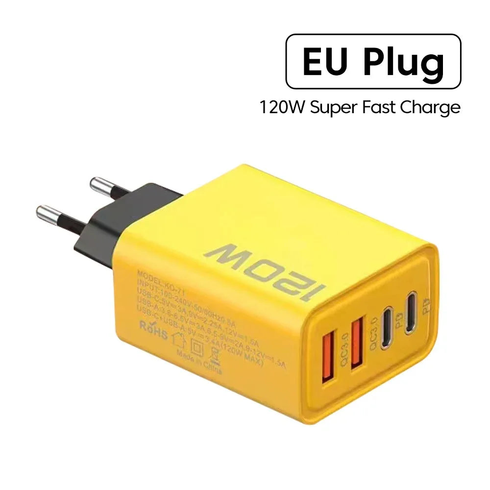 120W USB-C PD Wall Charger — Multi-Port Fast Charging Adapter