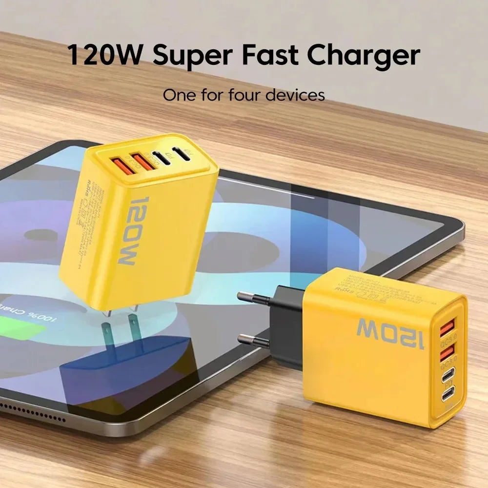 120W USB-C PD Wall Charger — Multi-Port Fast Charging Adapter