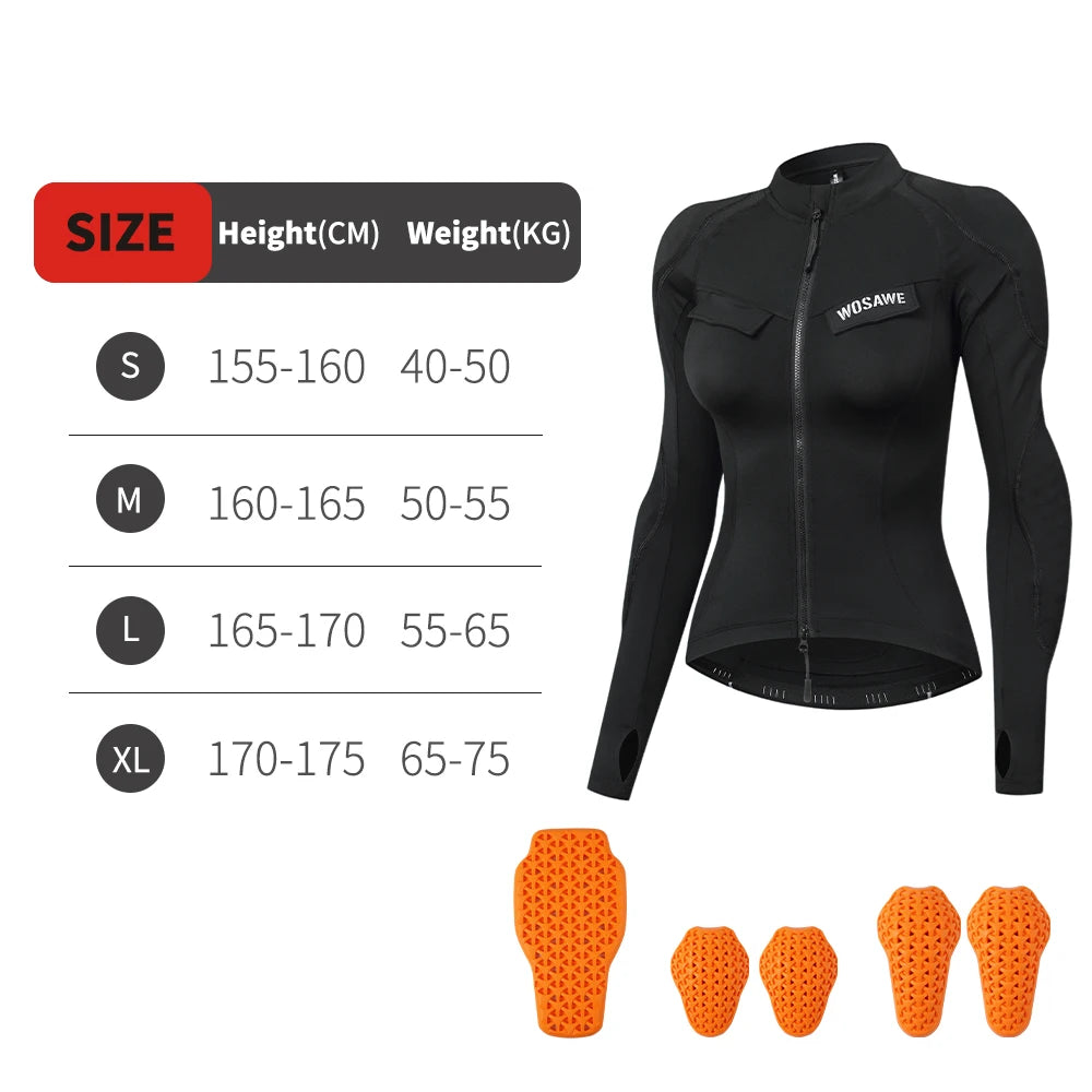 WOSAWE Summer Women's Motorcycle Style Jacket Mesh Breathable Clothes Motocross Biker Shirts with Back Shoulder Eblow Gear
