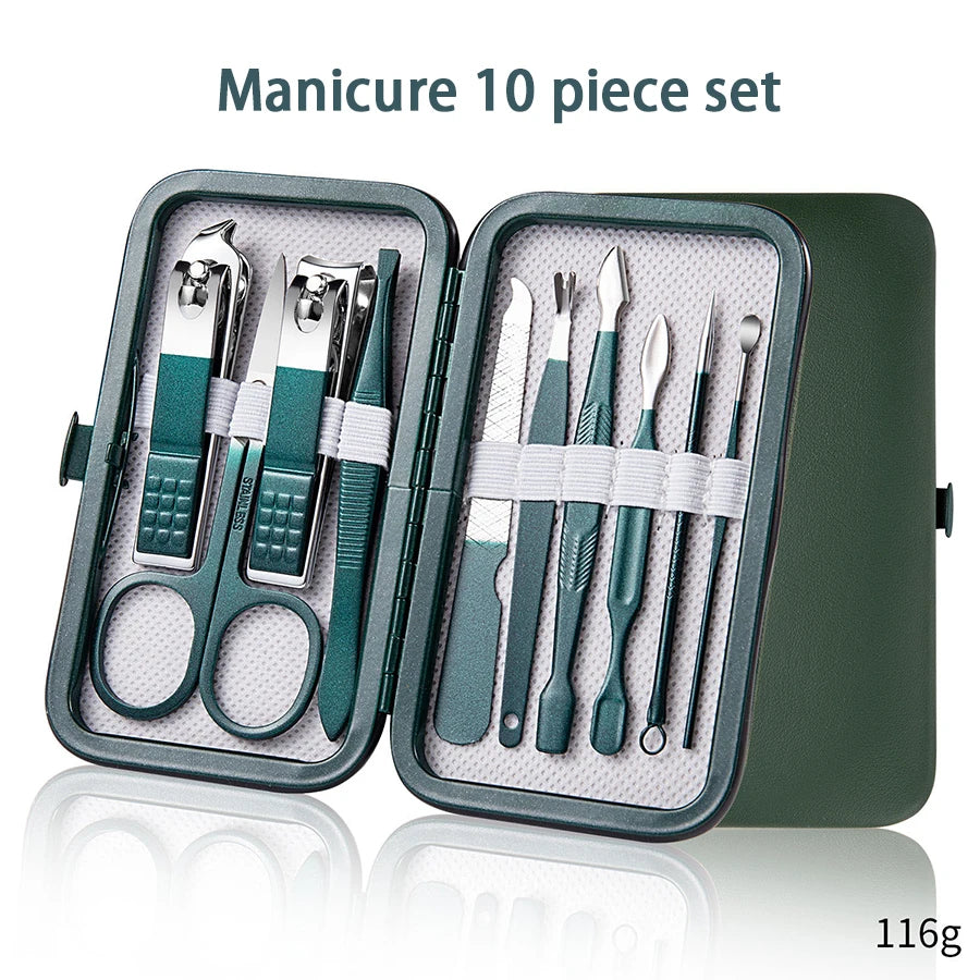 Professional 7-18 Piece Nail Care Kit Stainless Steel Manicure & Pedicure Set with Travel Case for On-the-Go Grooming