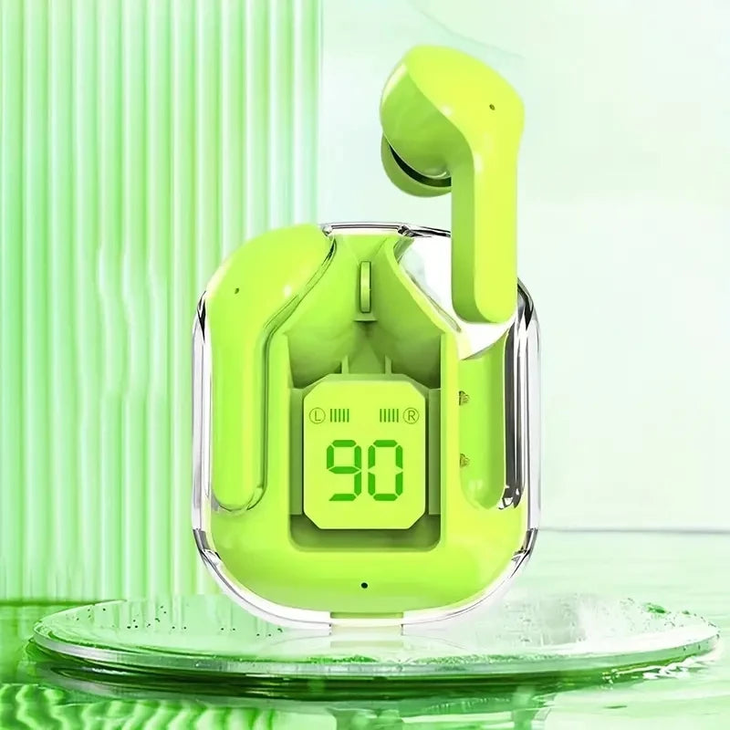 Original T2 Wireless Bluetooth Earphone Transparent HIFI Headphones LED Power Digital Display Stereo Sound Earphones for Phone