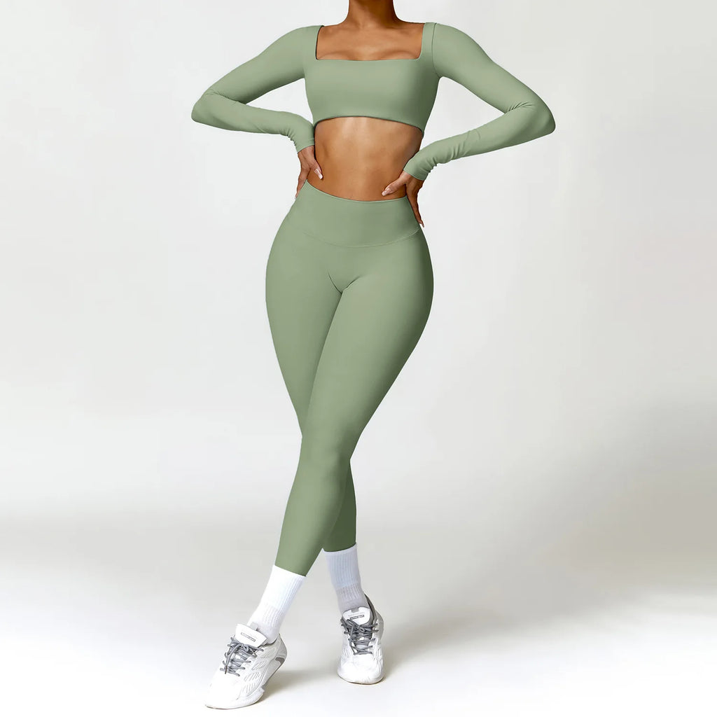 Summer 2PCS Yoga Suit Sports Set Women Quick-Dry Gym Set Women Tracksuit Running Workout Long Sleeve Sports Shirt Yoga Clothing