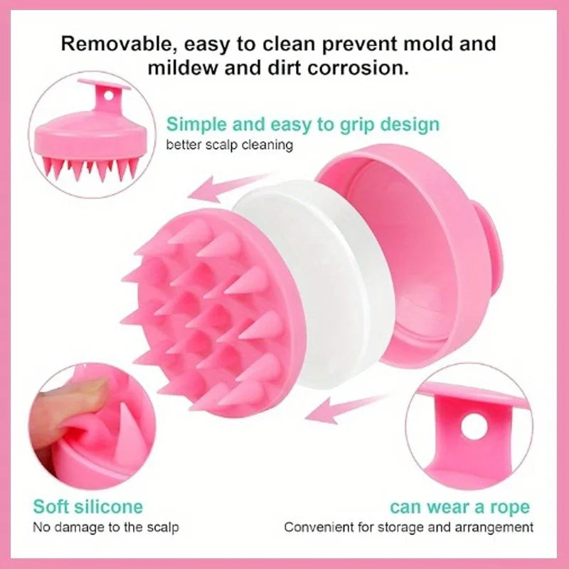 2-in-1 Silicone Scalp Massager & Shampoo Brush - Painless Hair Growth Stimulator for Shower, Gentle Head Spa Tool