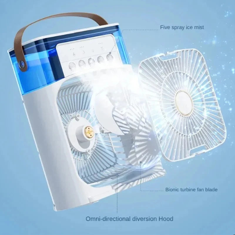 3-in-1 Portable Desktop Fan — Air Cooler, Humidifier & Night Light