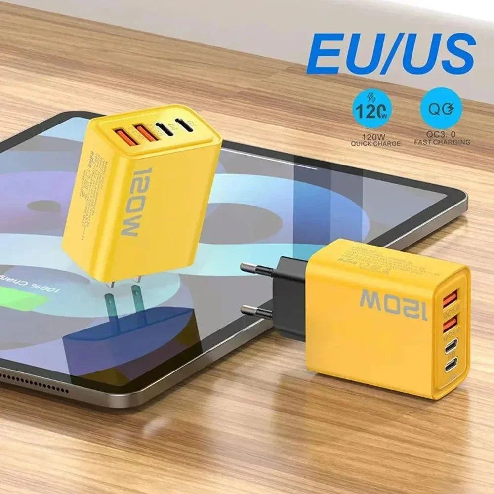 120W USB-C PD Wall Charger — Multi-Port Fast Charging Adapter