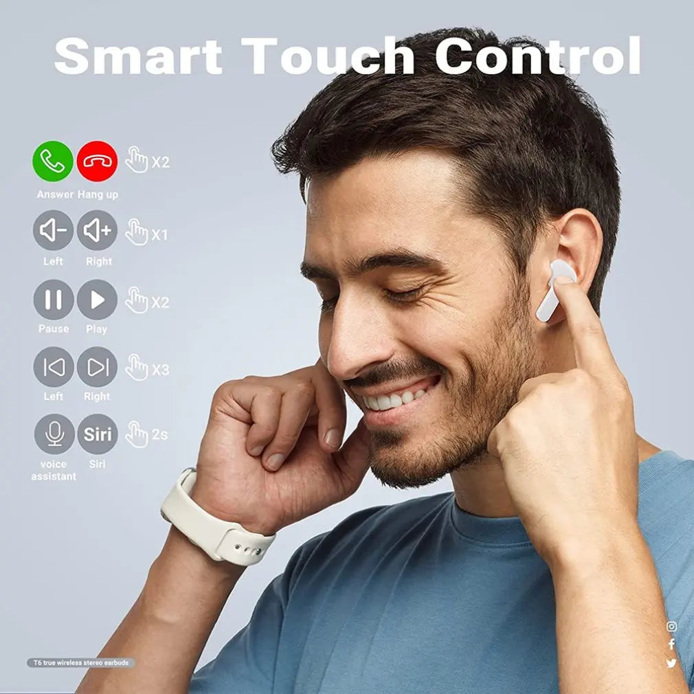 TWS LED 150mAh Power Digital Display Headset Wireless Headphones Power Digital Display Stereo Sound Earphones for Smartphones
