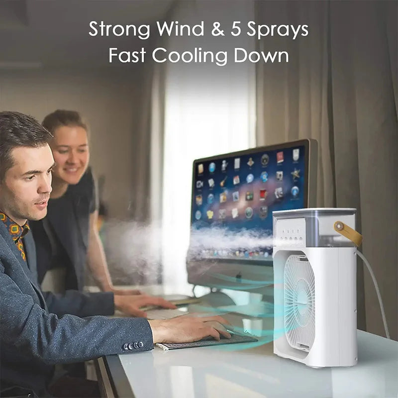 Portable 3 In 1 Fan AIr Conditioner Household Small Air Cooler LED Night Lights Humidifier Air Adjustment Home Fans