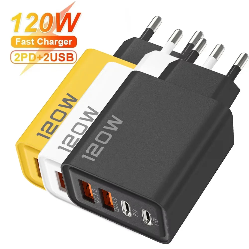 120W USB-C PD Wall Charger — Multi-Port Fast Charging Adapter
