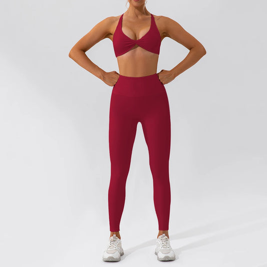 2PCS Yoga Suit Sports Set Women Quick-Drying Gym Set Women Tracksuit Running Workout Long Sleeve Sports Shirt Yoga Clothing