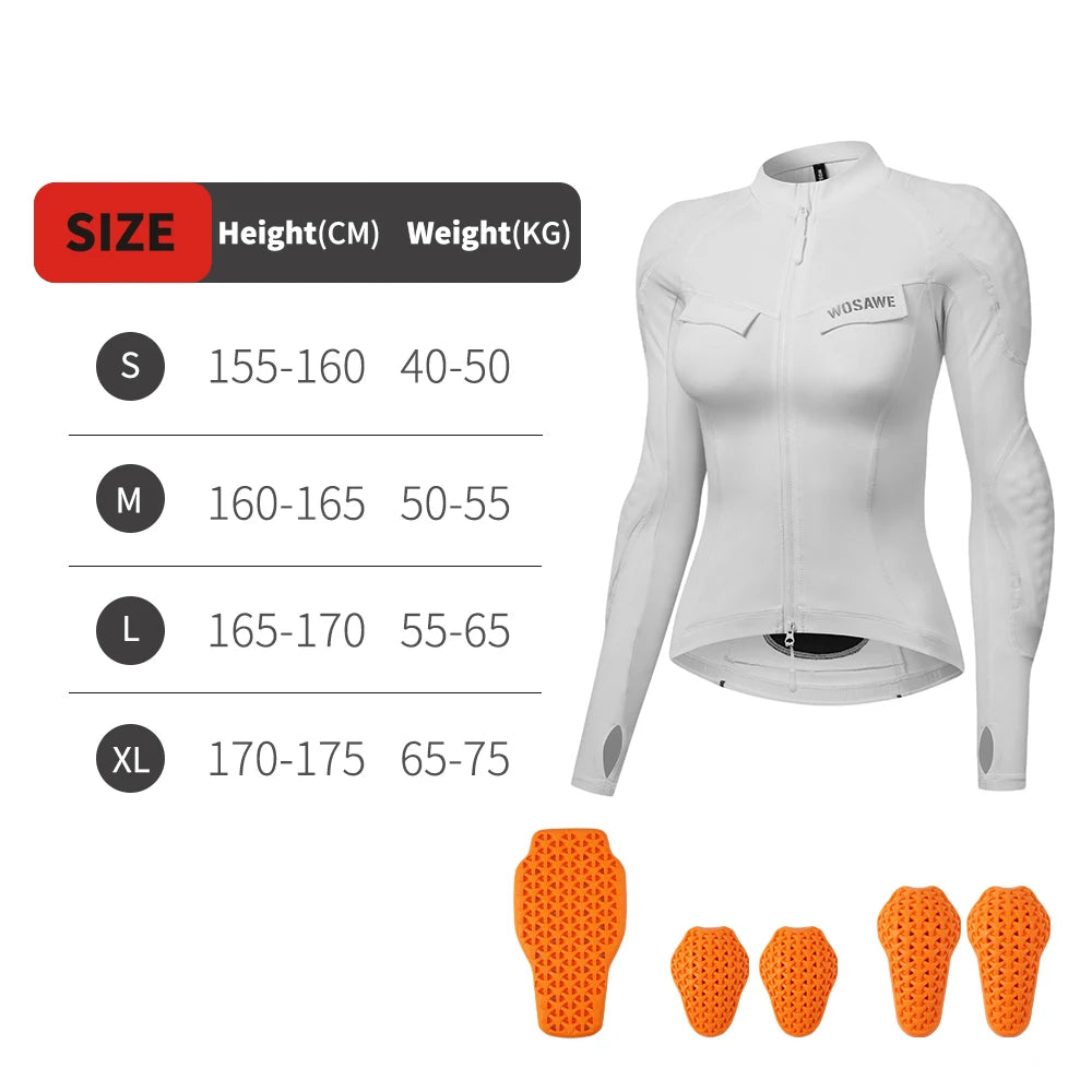 WOSAWE Summer Women's Motorcycle Style Jacket Mesh Breathable Clothes Motocross Biker Shirts with Back Shoulder Eblow Gear