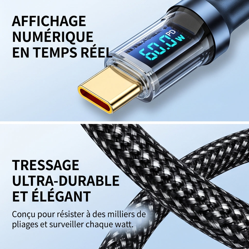NNBILI 120W A-C and C-C Phone Super Fast Charging Cable with LED display screen, not compatible Xiaomi iPhone、 Samsung
