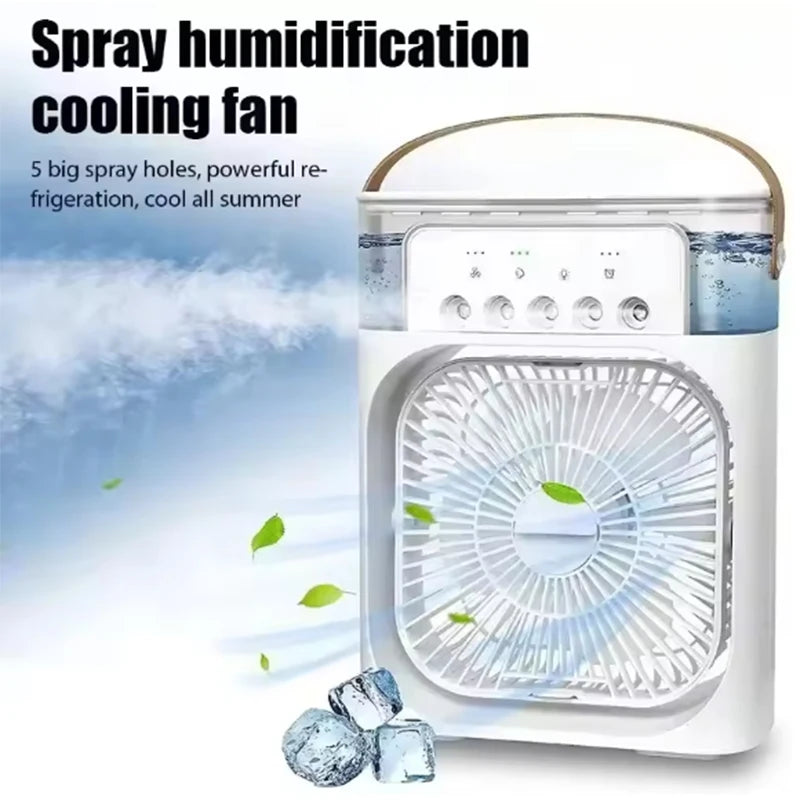 3-in-1 Portable Desktop Fan — Air Cooler, Humidifier & Night Light
