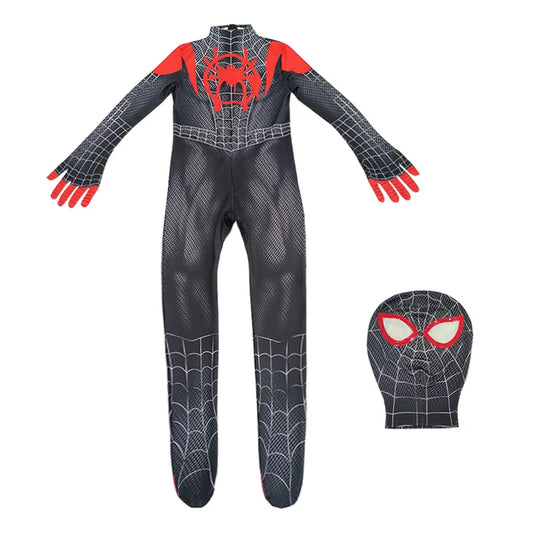 Anime Spiderman Kids Cosplay Costumes Miles Morales Spider Man Jumpsuit for Men Women Superhero Halloween Tight Fitting Clothing